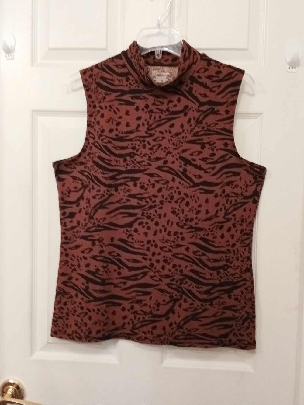 No Boundries Mock Turtleneck Tank Top Women's Size XXL Burnt Orange Black Casual